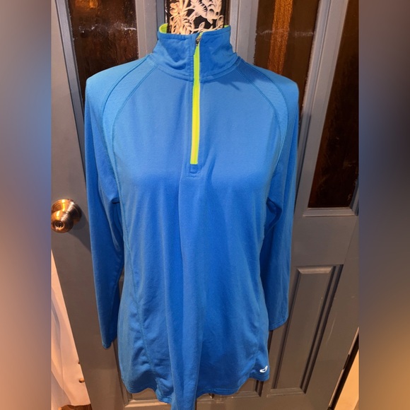 Champion Blue Long Sleeve Top with lime green Accent - Picture 1 of 6